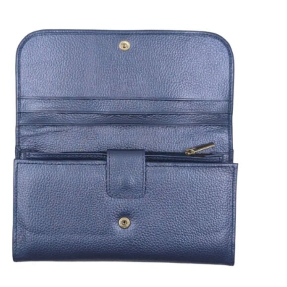 Periwinkle Convertible Leather Backpack with matching tri fold wallet main image 7